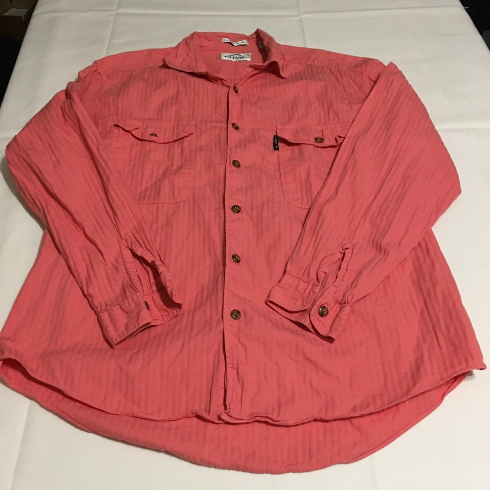 Vintage Levi's Diamond Label Long Sleeve Button Down Shirt Mens Large Pink